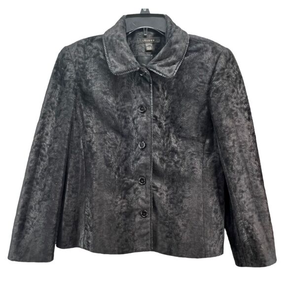 Louben Jackets & Blazers - Vintage Louben Jacket Women 10 Black Short Faux Fur Braid Trim Blazer Retro Glam